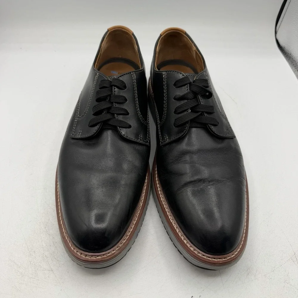 Johnston & Murphy Upton Derby Shoes Mens Sz 12 M Black Leather Plain Toe Oxfords
